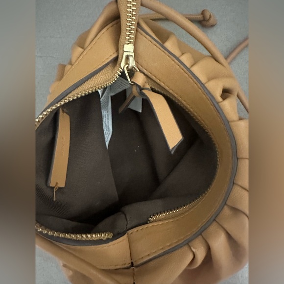 Mango Pleated Volume Tan Ruched Crossbody Bag - Picture 9 of 9